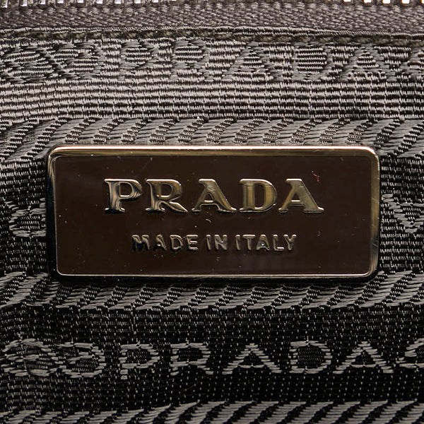 プラダ 三角ロゴプレート ハンドバッグ ショルダーバッグ 2WAY BN1066 カーキ ブラウン ナイロン レザー レディース PRADA 【中古】