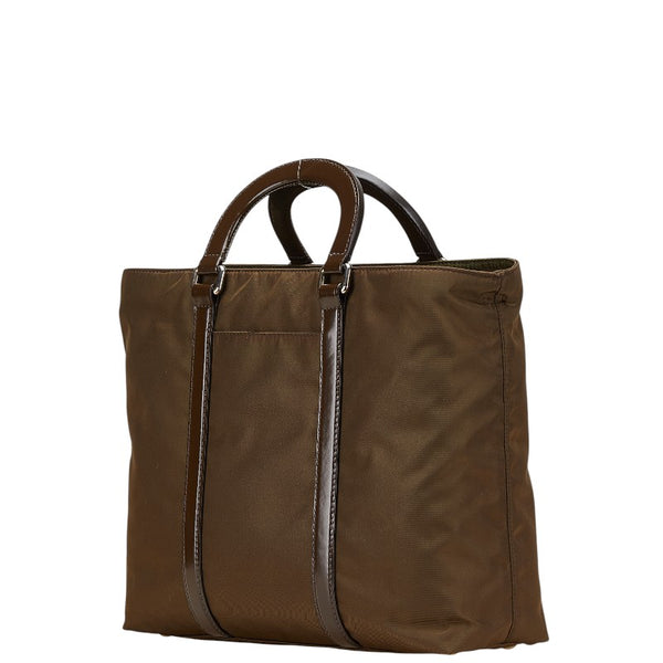 プラダ 三角ロゴプレート ハンドバッグ ショルダーバッグ 2WAY BN1066 カーキ ブラウン ナイロン レザー レディース PRADA 【中古】