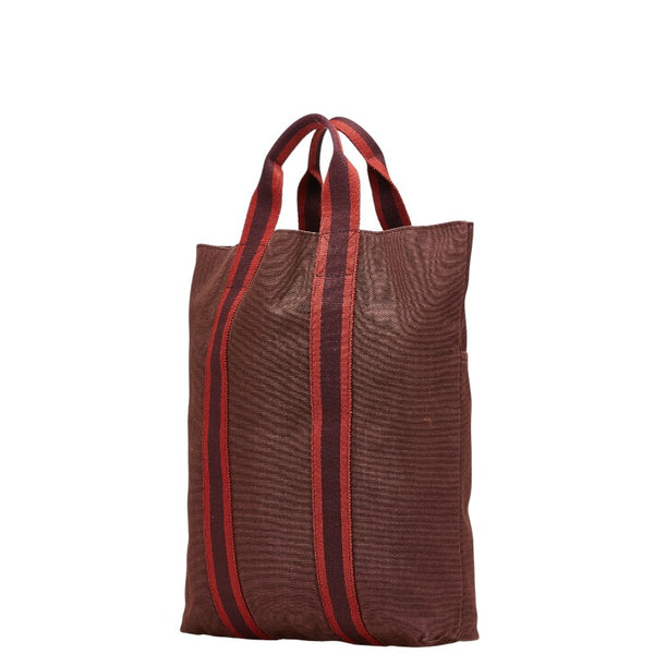 エルメス フールトゥ カバス トートバッグ ハンドバッグ ブラウン レッド キャンバス レディース HERMES 【中古】
