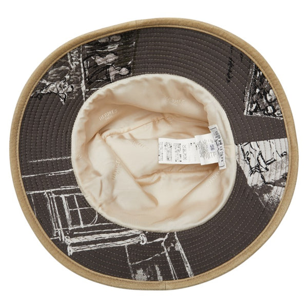 エルメス バケットハット 帽子 サイズ:56 アイボリー グリーン カシミヤ アンゴラ レディース HERMES 【中古】