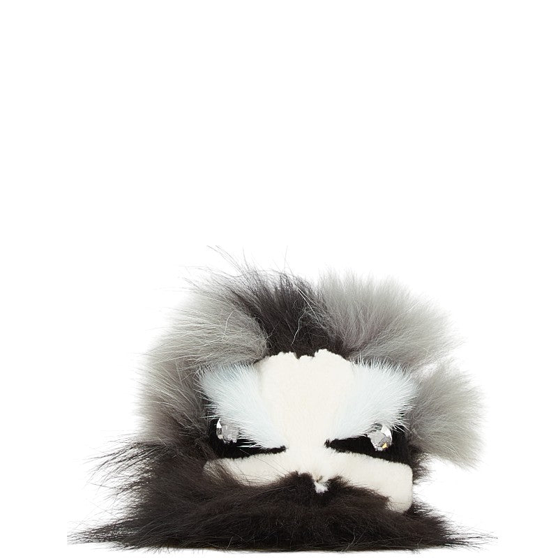 フェンディ モンスター チャーム キーホルダー ブラック マルチカラー ファー レザー レディース FENDI 【中古】