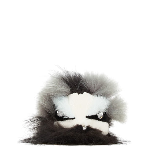 フェンディ モンスター チャーム キーホルダー ブラック マルチカラー ファー レザー レディース FENDI 【中古】