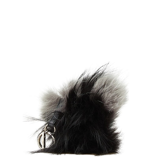 フェンディ モンスター チャーム キーホルダー ブラック マルチカラー ファー レザー レディース FENDI 【中古】
