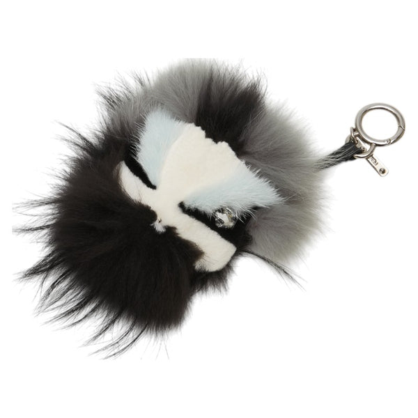 フェンディ モンスター チャーム キーホルダー ブラック マルチカラー ファー レザー レディース FENDI 【中古】