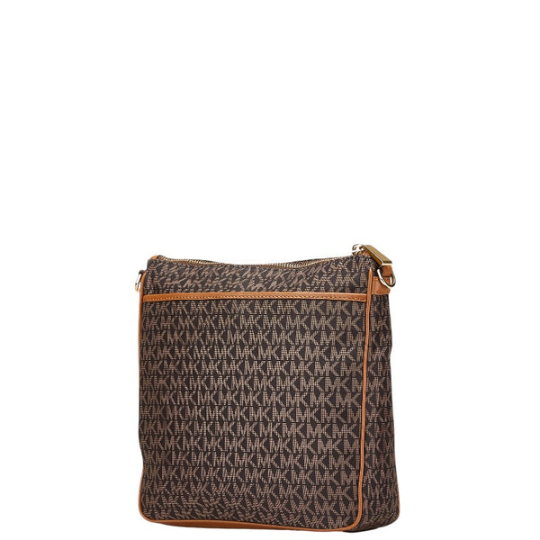 マイケルコース シグネチャー 斜め掛け ショルダーバッグ ブラック ブラウン ナイロン レザー レディース Michael Kors 【中古】