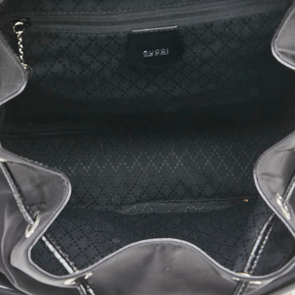 グッチ バンブー リュック バックパック 003 2058 0016 ブラック パテントレザー ナイロン レディース GUCCI 【中古】