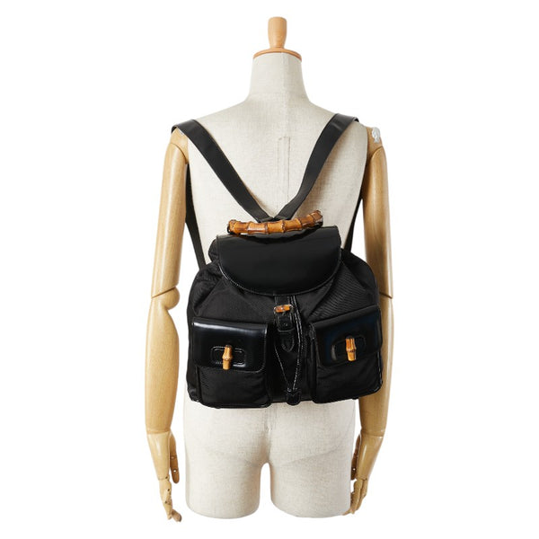 グッチ バンブー リュック バックパック 003 2058 0016 ブラック パテントレザー ナイロン レディース GUCCI 【中古】