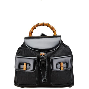 グッチ バンブー リュック バックパック 003 2058 0016 ブラック パテントレザー ナイロン レディース GUCCI 【中古】