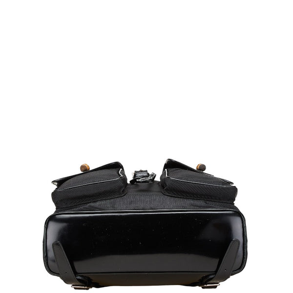 グッチ バンブー リュック バックパック 003 2058 0016 ブラック パテントレザー ナイロン レディース GUCCI 【中古】