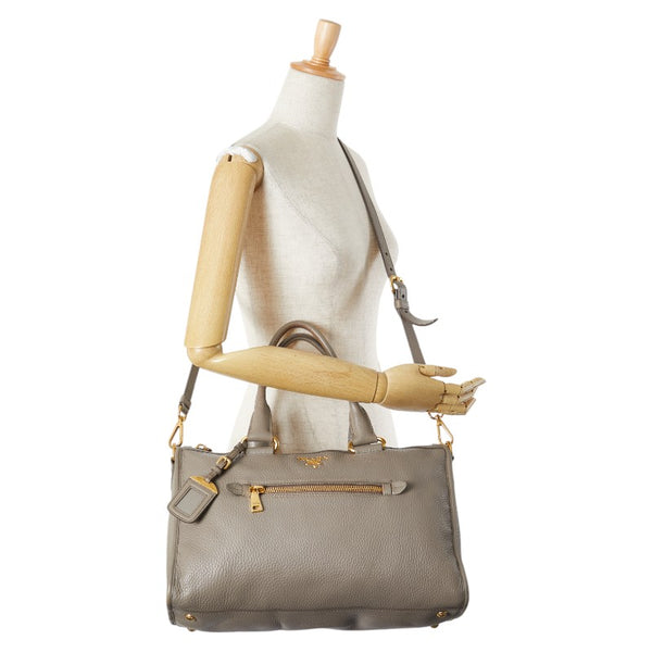プラダ ハンドバッグ ショルダーバッグ 2WAY グレー レザー レディース PRADA 【中古】