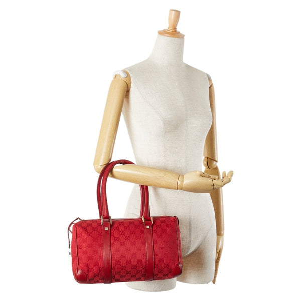 グッチ GGキャンバス ミニボストンバッグ ハンドバッグ 000 0851 レッド キャンバス レザー レディース GUCCI 【中古】