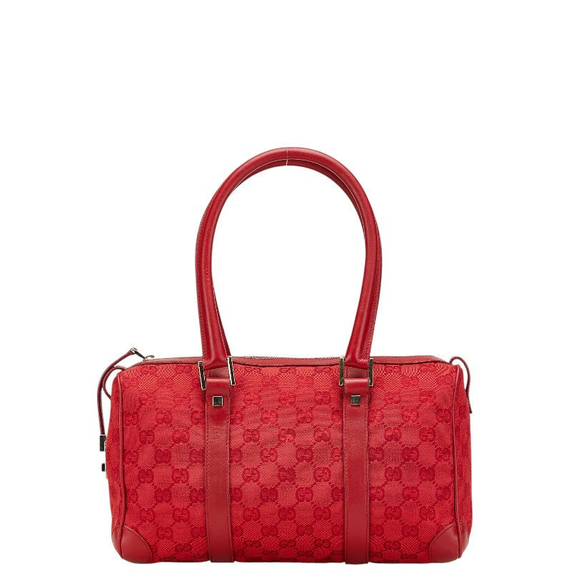 グッチ GGキャンバス ミニボストンバッグ ハンドバッグ 000 0851 レッド キャンバス レザー レディース GUCCI 【中古】