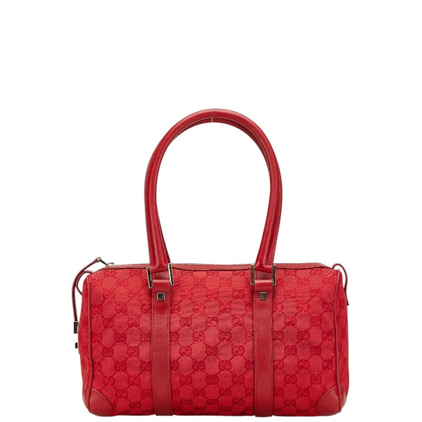 グッチ GGキャンバス ミニボストンバッグ ハンドバッグ 000 0851 レッド キャンバス レザー レディース GUCCI 【中古】