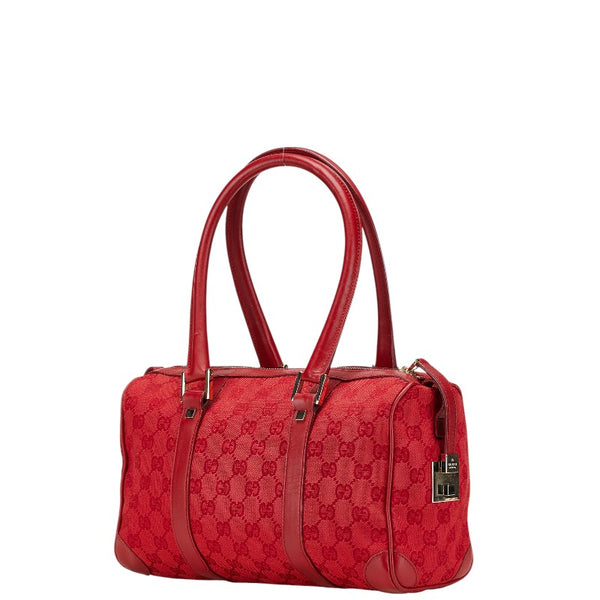 グッチ GGキャンバス ミニボストンバッグ ハンドバッグ 000 0851 レッド キャンバス レザー レディース GUCCI 【中古】