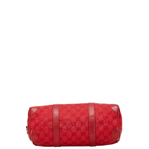 グッチ GGキャンバス ミニボストンバッグ ハンドバッグ 000 0851 レッド キャンバス レザー レディース GUCCI 【中古】