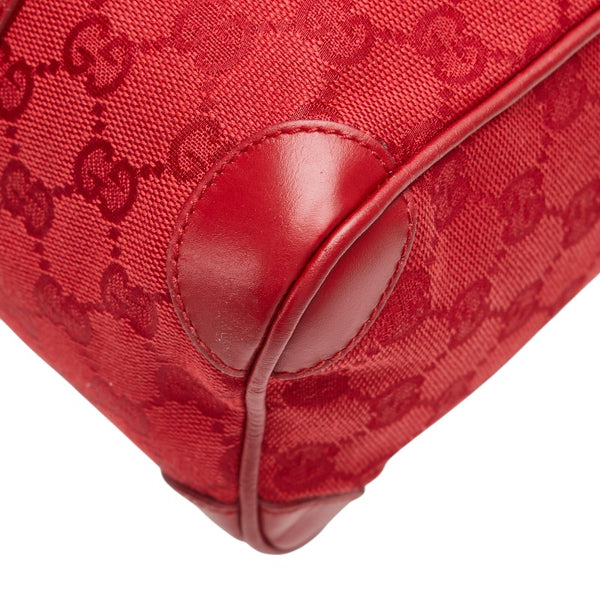 グッチ GGキャンバス ミニボストンバッグ ハンドバッグ 000 0851 レッド キャンバス レザー レディース GUCCI 【中古】