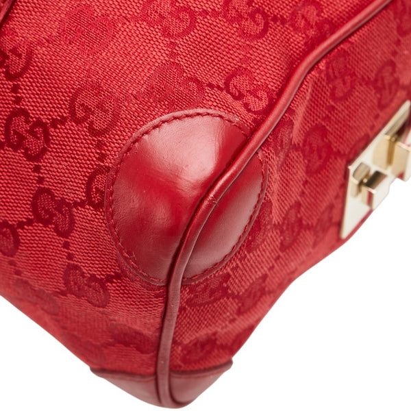 グッチ GGキャンバス ミニボストンバッグ ハンドバッグ 000 0851 レッド キャンバス レザー レディース GUCCI 【中古】
