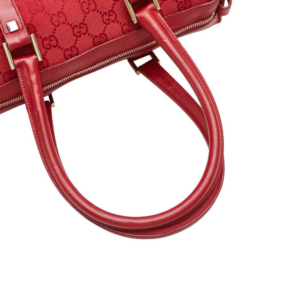 グッチ GGキャンバス ミニボストンバッグ ハンドバッグ 000 0851 レッド キャンバス レザー レディース GUCCI 【中古】