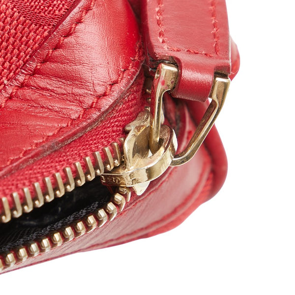 グッチ GGキャンバス ミニボストンバッグ ハンドバッグ 000 0851 レッド キャンバス レザー レディース GUCCI 【中古】