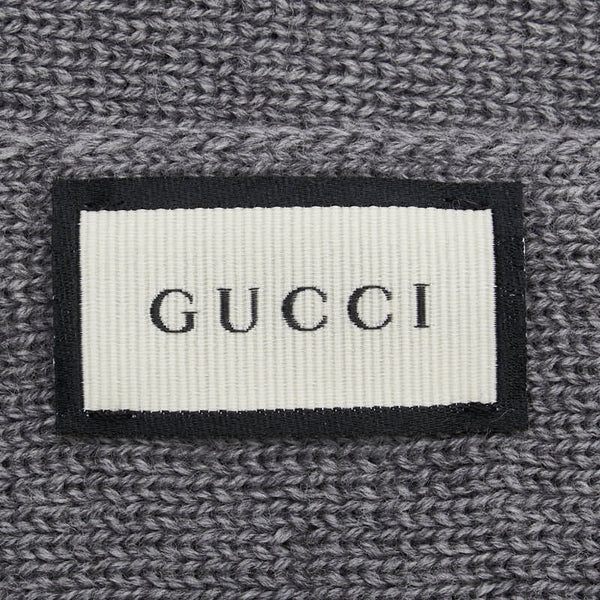 グッチ インターロッキングG マフラー グレー ウール レディース GUCCI 【中古】
