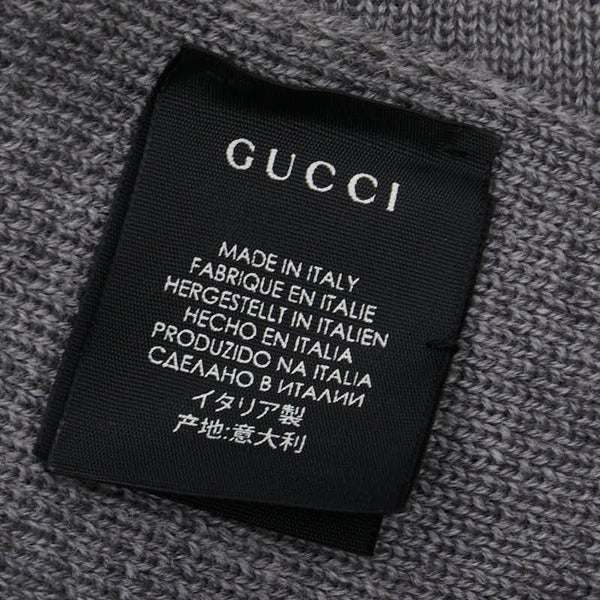 グッチ インターロッキングG マフラー グレー ウール レディース GUCCI 【中古】