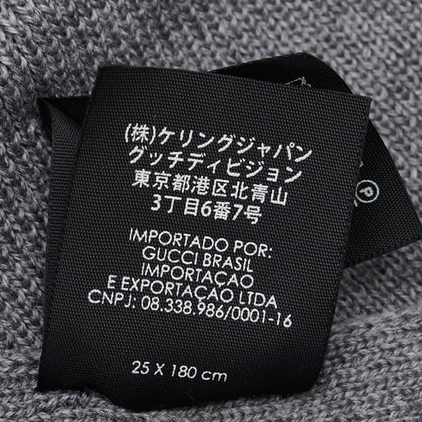 グッチ インターロッキングG マフラー グレー ウール レディース GUCCI 【中古】