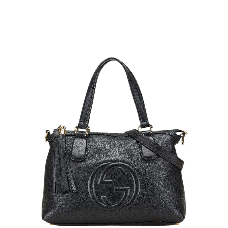 グッチ ソーホー タッセル ハンドバッグ ショルダーバッグ 2WAY 308362 ブラック レザー レディース GUCCI 【中古】