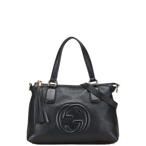 グッチ ソーホー タッセル ハンドバッグ ショルダーバッグ 2WAY 308362 ブラック レザー レディース GUCCI 【中古】