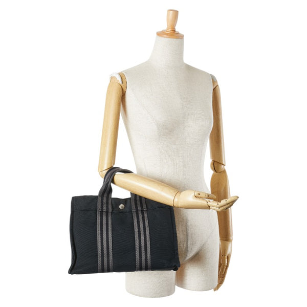 エルメス フールトゥ トートPM ハンドバッグ トートバッグ ブラック グレー キャンバス レディース HERMES 【中古】
