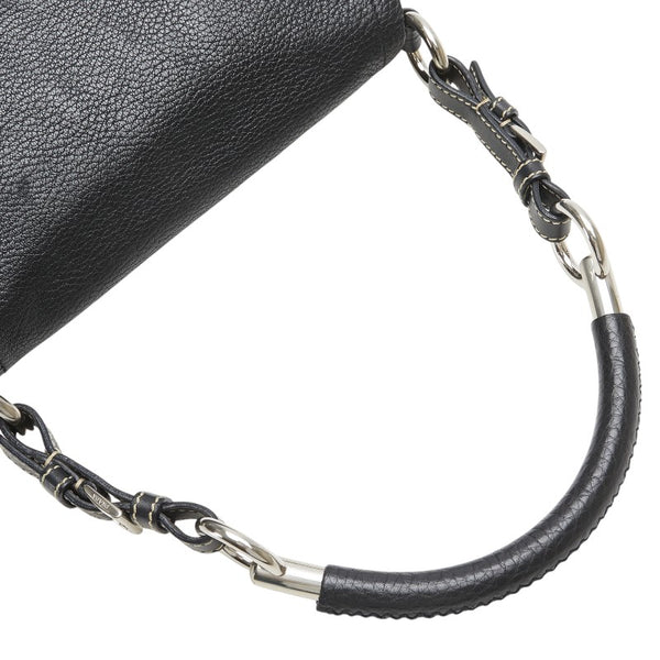 プラダ 三角ロゴプレート ワンショルダーバッグ ブラック レザー レディース PRADA 【中古】
