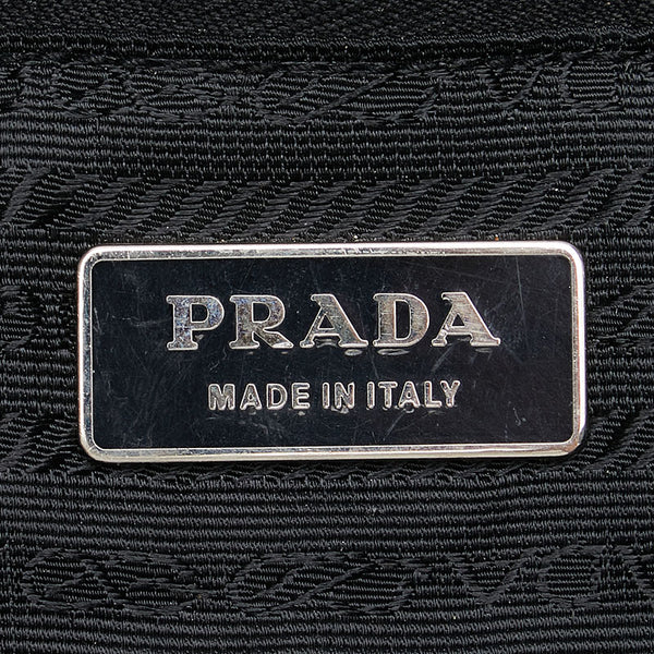 プラダ 三角ロゴプレート ワンショルダーバッグ ブラック レザー レディース PRADA 【中古】