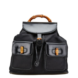 グッチ バンブー リュック バックパック 003 2058 0016 ブラック パテントレザー ナイロン レディース GUCCI 【中古】