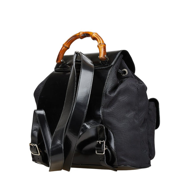 グッチ バンブー リュック バックパック 003 2058 0016 ブラック パテントレザー ナイロン レディース GUCCI 【中古】