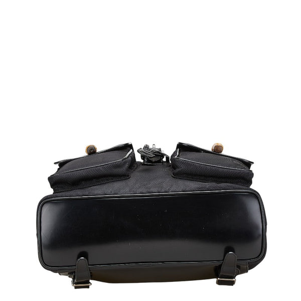 グッチ バンブー リュック バックパック 003 2058 0016 ブラック パテントレザー ナイロン レディース GUCCI 【中古】