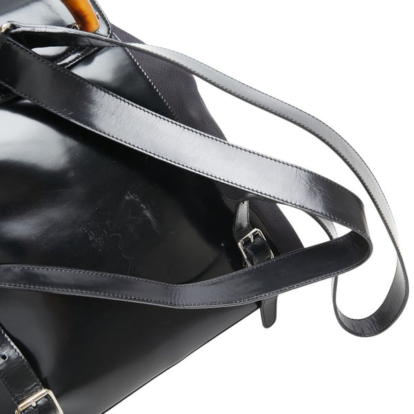 グッチ バンブー リュック バックパック 003 2058 0016 ブラック パテントレザー ナイロン レディース GUCCI 【中古】