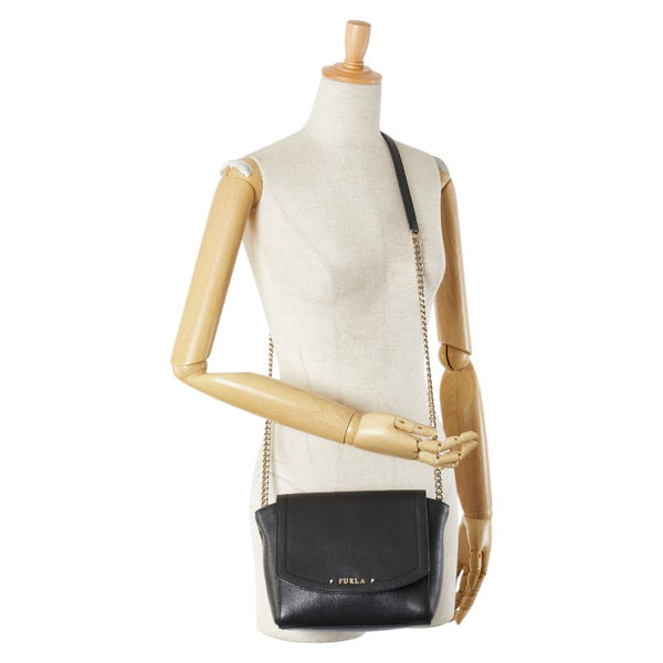 フルラ ニューディジー チェーン ショルダーバッグ ブラック レザー レディース Furla 【中古】