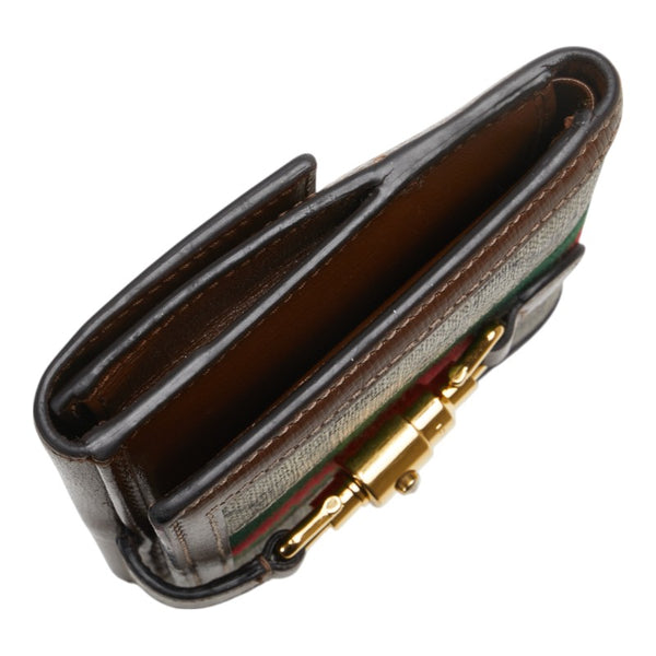 グッチ GGスプリーム シェリーライン ジャッキー 1961 二つ折り財布 658550 ベージュ ブラウン PVC レザー レディース GUCCI 【中古】