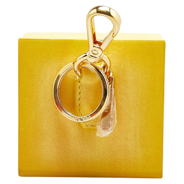 フェンディ ミニボックス チャーム キーホルダー 7AR894 イエロー レザー レディース FENDI 【中古】