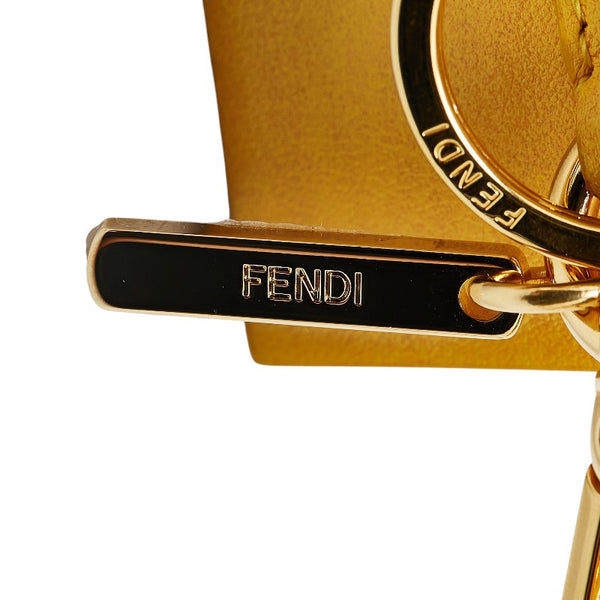 フェンディ ミニボックス チャーム キーホルダー 7AR894 イエロー レザー レディース FENDI 【中古】