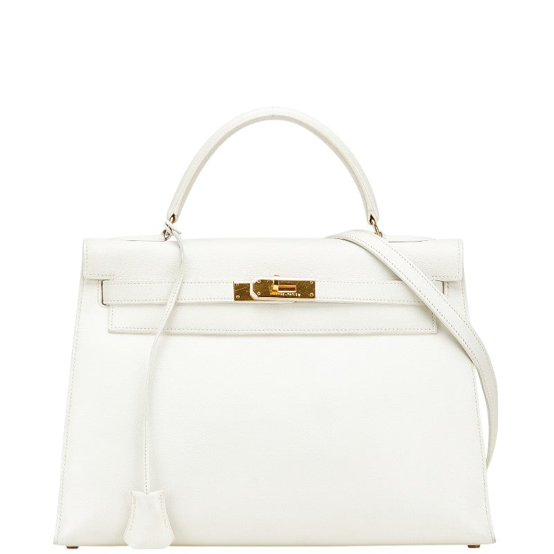 エルメス ケリー32 ゴールド金具 ハンドバッグ ショルダーバッグ 2WAY オフホワイト クシュベル レディース HERMES 【中古】