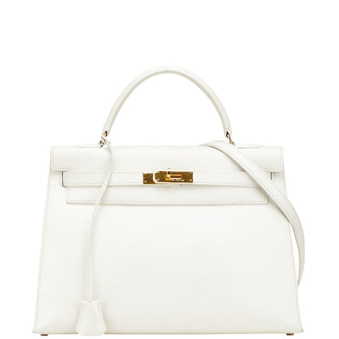 エルメス ケリー32 ゴールド金具 ハンドバッグ ショルダーバッグ 2WAY オフホワイト クシュベル レディース HERMES 【中古】