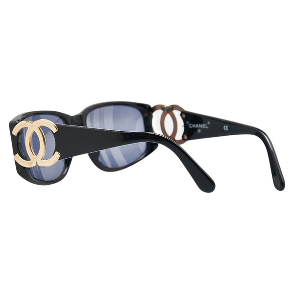 シャネル ココマーク サングラス 02461 94305 ブラック ブルーレンズ プラスチック レディース CHANEL 【中古】
