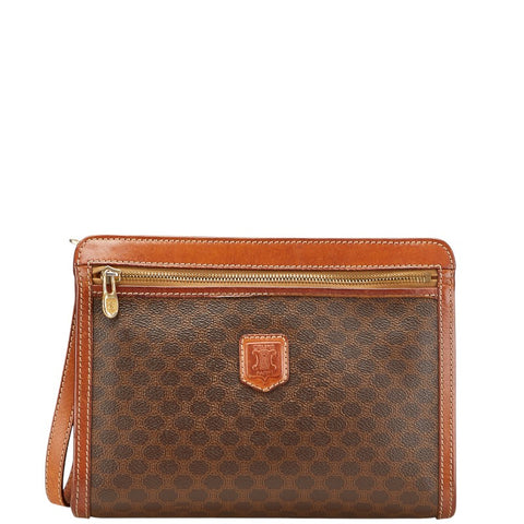 セリーヌ マカダム クラッチバッグ セカンドバッグ ブラウン PVC レザー レディース CELINE 【中古】
