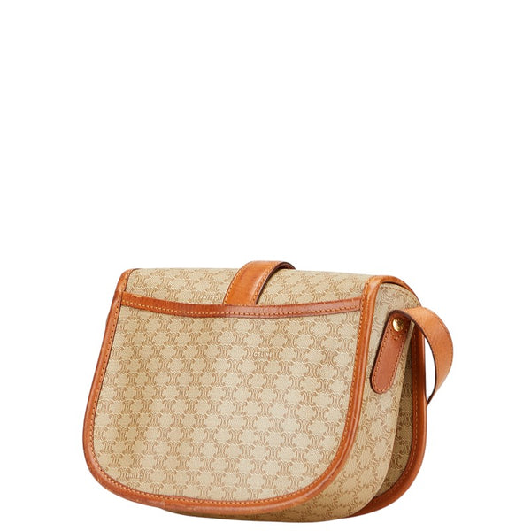 セリーヌ マカダム 斜め掛け ショルダーバッグ ベージュ ブラウン PVC レザー レディース CELINE 【中古】