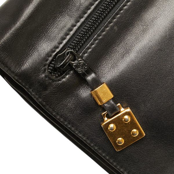 ロエベ アナグラム クラッチバッグ セカンドバッグ ブラック レザー レディース LOEWE 【中古】