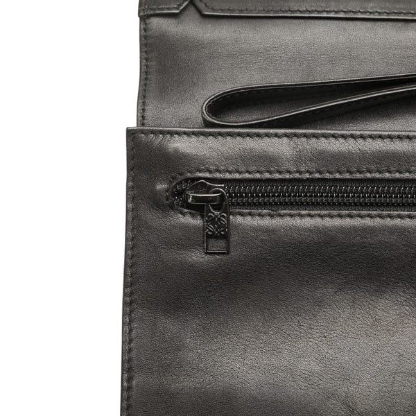 ロエベ アナグラム クラッチバッグ セカンドバッグ ブラック レザー レディース LOEWE 【中古】
