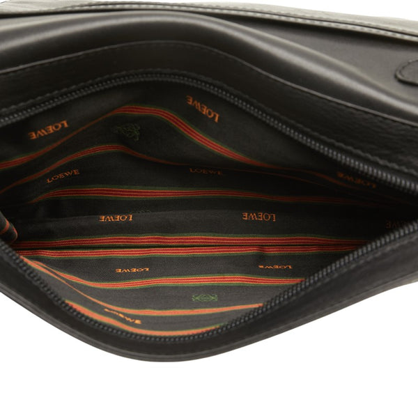 ロエベ アナグラム クラッチバッグ セカンドバッグ ブラック レザー レディース LOEWE 【中古】