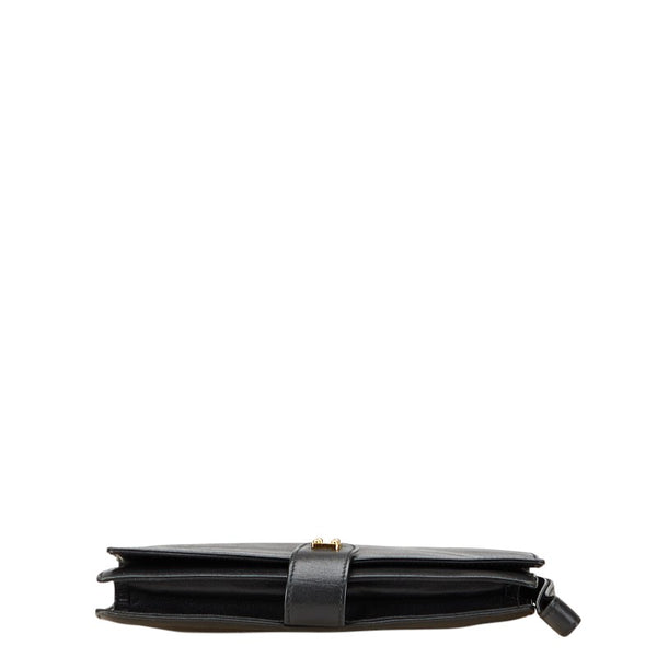 ロエベ アナグラム クラッチバッグ セカンドバッグ ブラック レザー レディース LOEWE 【中古】