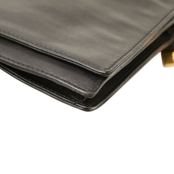 ロエベ アナグラム クラッチバッグ セカンドバッグ ブラック レザー レディース LOEWE 【中古】