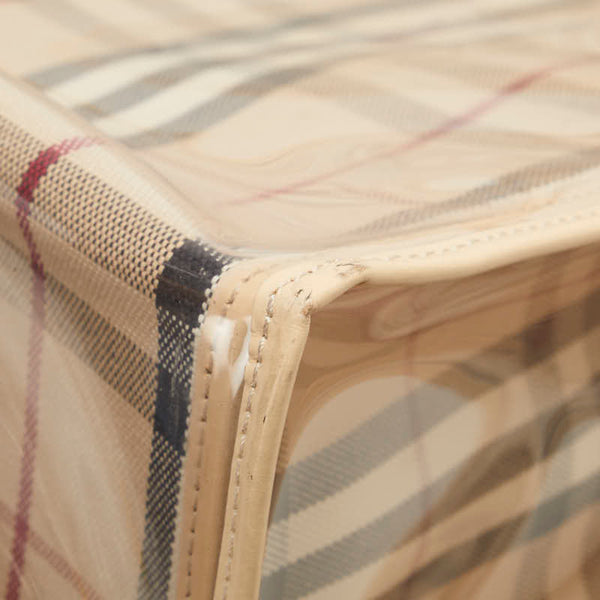 バーバリー ノバチェック トートバッグ ショルダーバッグ ベージュ ビニール レザー キャンバス レディース BURBERRY 【中古】